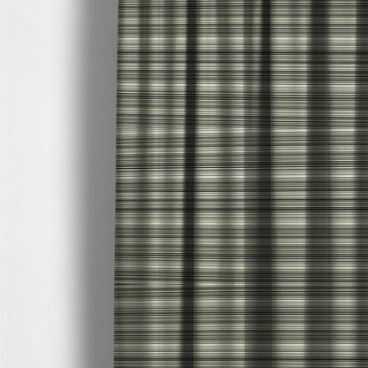 Samantha Black Striped Design Printed Soft Chenille Furnishing Fabric White Colour - Made To Measure Curtains