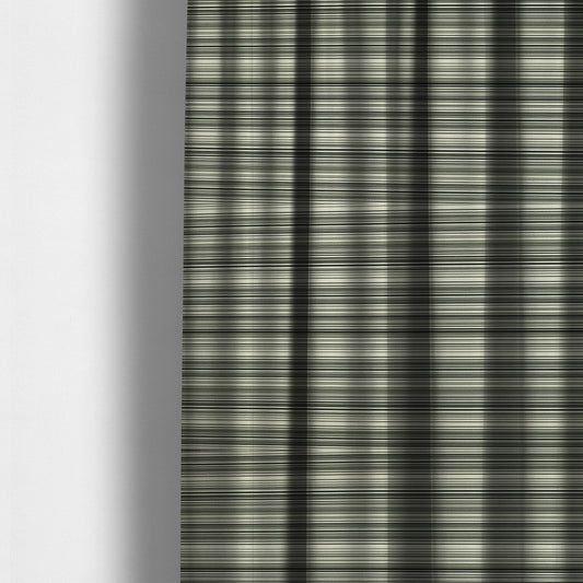 Samantha Black Striped Design Printed Soft Chenille Furnishing Fabric White Colour - Made To Measure Curtains