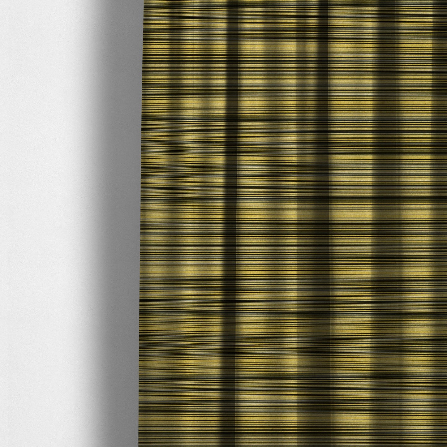 Samantha Black Striped Design Printed Soft Chenille Furnishing Fabric Yellow Colour - Made To Measure Curtains