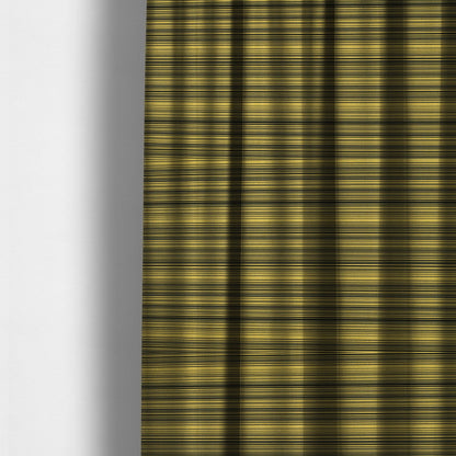 Samantha Black Striped Design Printed Soft Chenille Furnishing Fabric Yellow Colour - Made To Measure Curtains