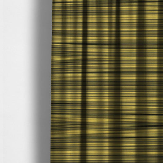 Samantha Black Striped Design Printed Soft Chenille Furnishing Fabric Yellow Colour - Made To Measure Curtains