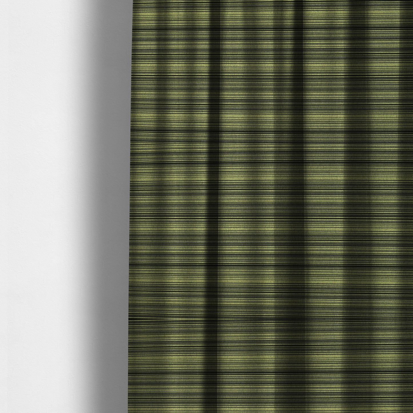 Samantha Black Striped Design Printed Soft Chenille Furnishing Fabric Green Colour - Made To Measure Curtains