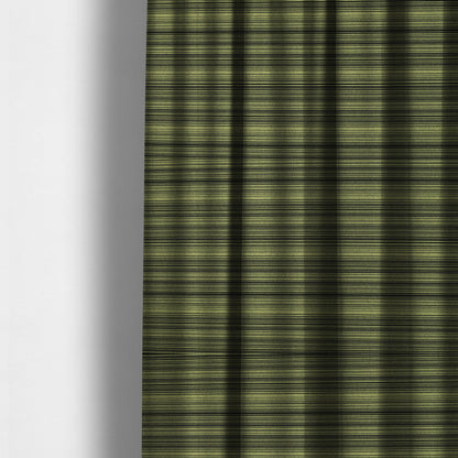 Samantha Black Striped Design Printed Soft Chenille Furnishing Fabric Green Colour - Made To Measure Curtains