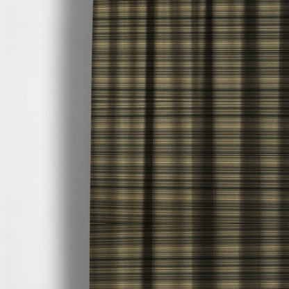 Samantha Black Striped Design Printed Soft Chenille Furnishing Fabric Brown Colour - Made To Measure Curtains