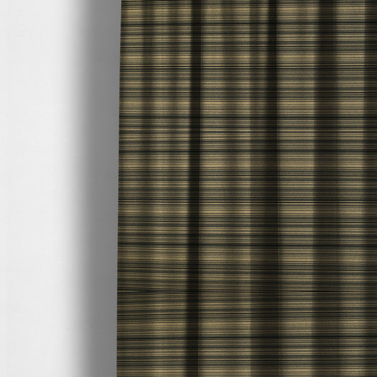 Samantha Black Striped Design Printed Soft Chenille Furnishing Fabric Brown Colour - Made To Measure Curtains