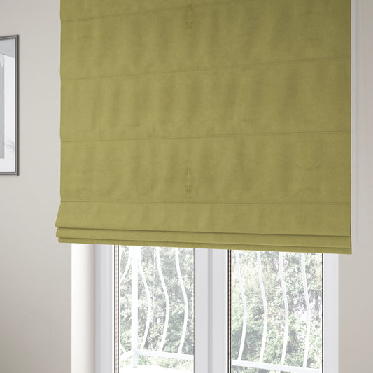 Samaya Cotton Velvet Soft Pastel Coloured Fabric In Apple Green - Roman Blinds