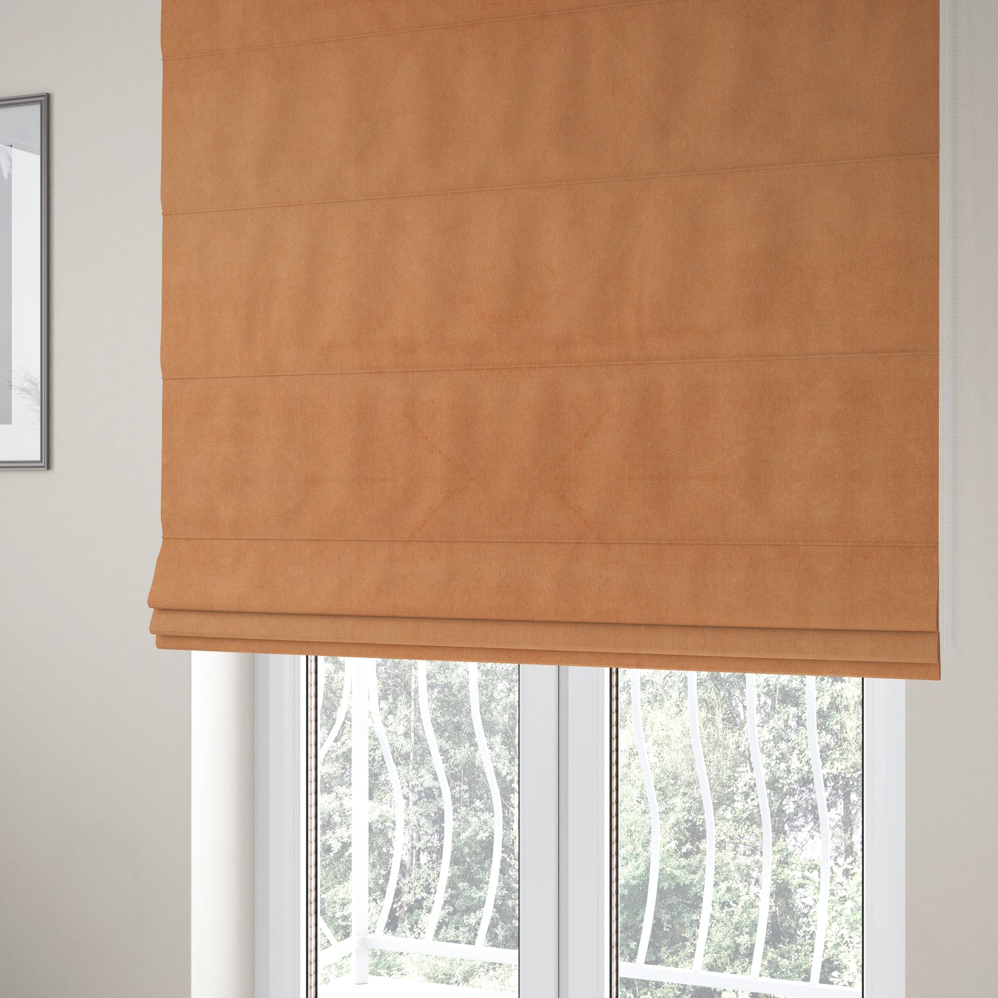 Samaya Cotton Velvet Soft Pastel Coloured Fabric In Orange - Roman Blinds