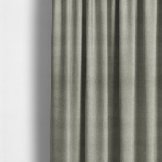 Samaya Cotton Velvet Soft Pastel Coloured Fabric In Grey - Made To Measure Curtains