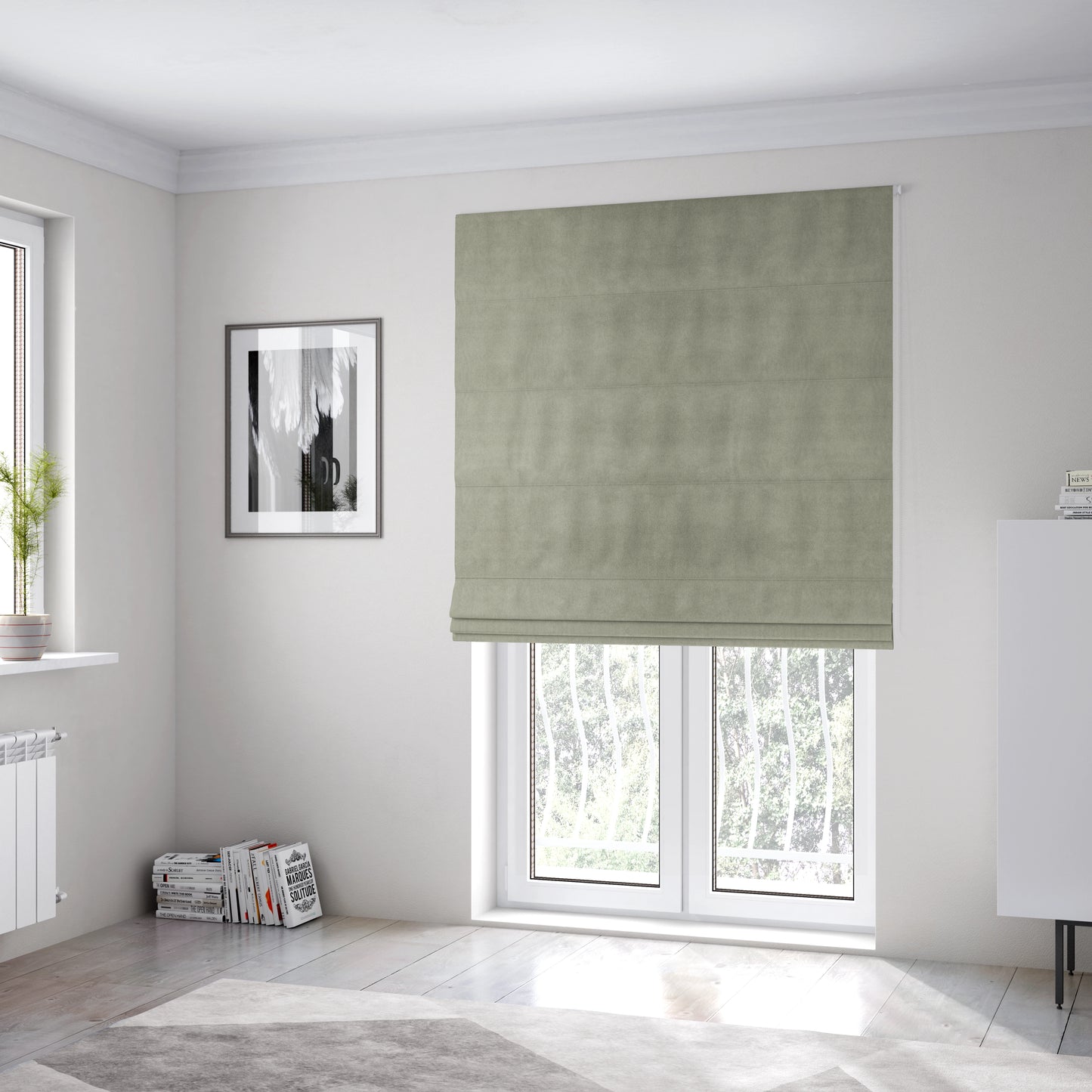 Samaya Cotton Velvet Soft Pastel Coloured Fabric In Grey - Roman Blinds