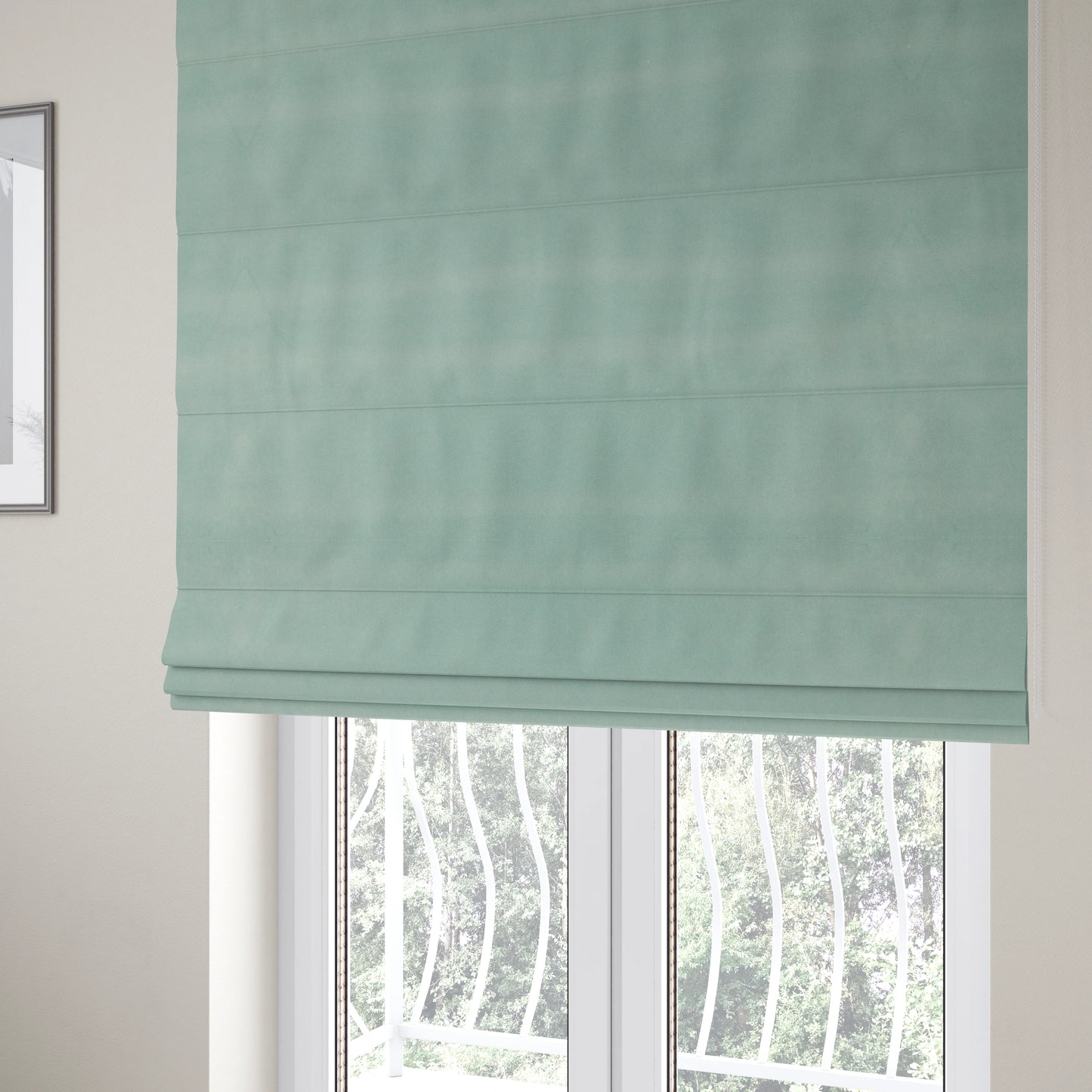 Samaya Cotton Velvet Soft Pastel Coloured Fabric In Sky Blue - Roman Blinds