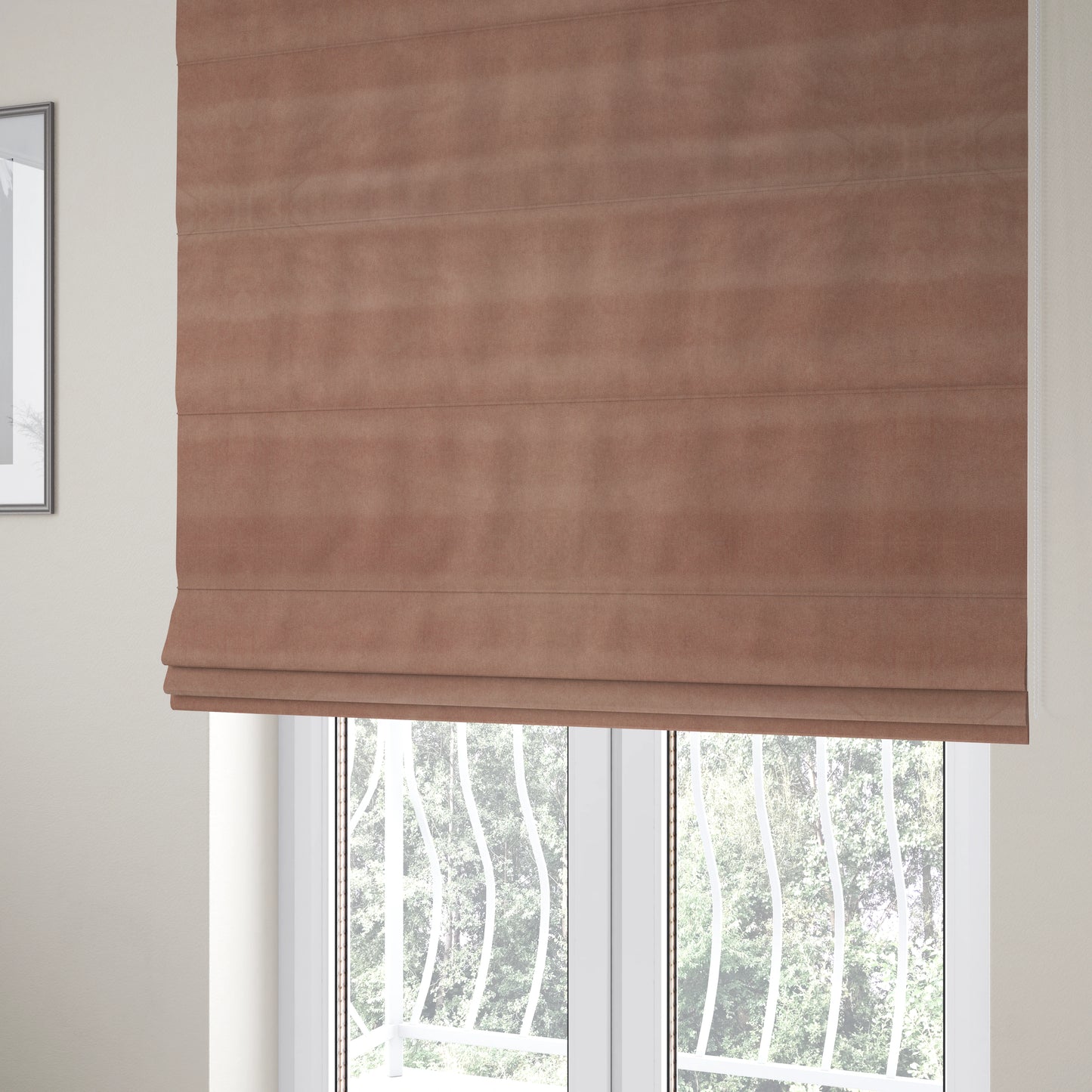 Samaya Cotton Velvet Soft Pastel Coloured Fabric In Soft Pink - Roman Blinds