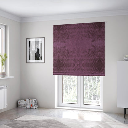 Savoy Lustrous Plain Velvet Upholstery Fabrics In Passion Purple Colour - Roman Blinds