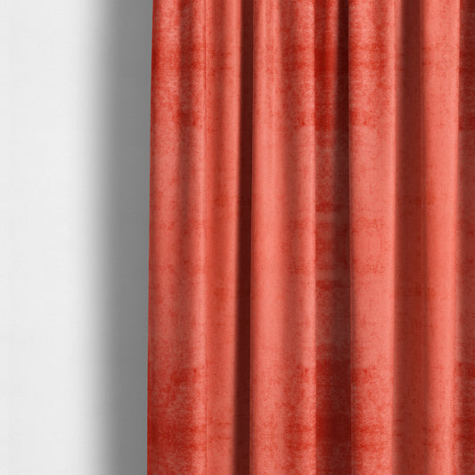 Savoy Lustrous Plain Velvet Upholstery Fabrics In Tangerine Orange Colour - Made To Measure Curtains