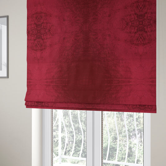 Savoy Lustrous Plain Velvet Upholstery Fabrics In Burgundy Red Colour - Roman Blinds