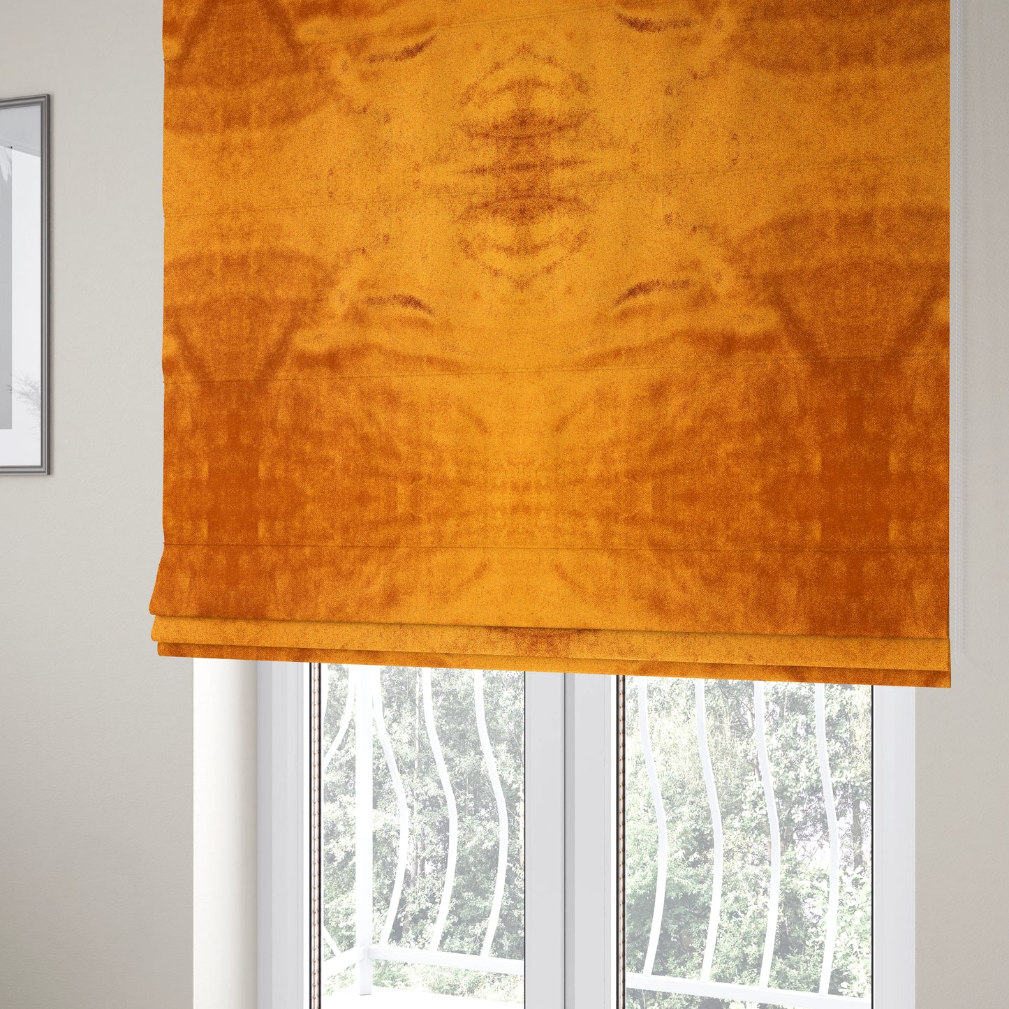 Savoy Lustrous Plain Velvet Upholstery Fabrics In Rust Orange Colour - Roman Blinds