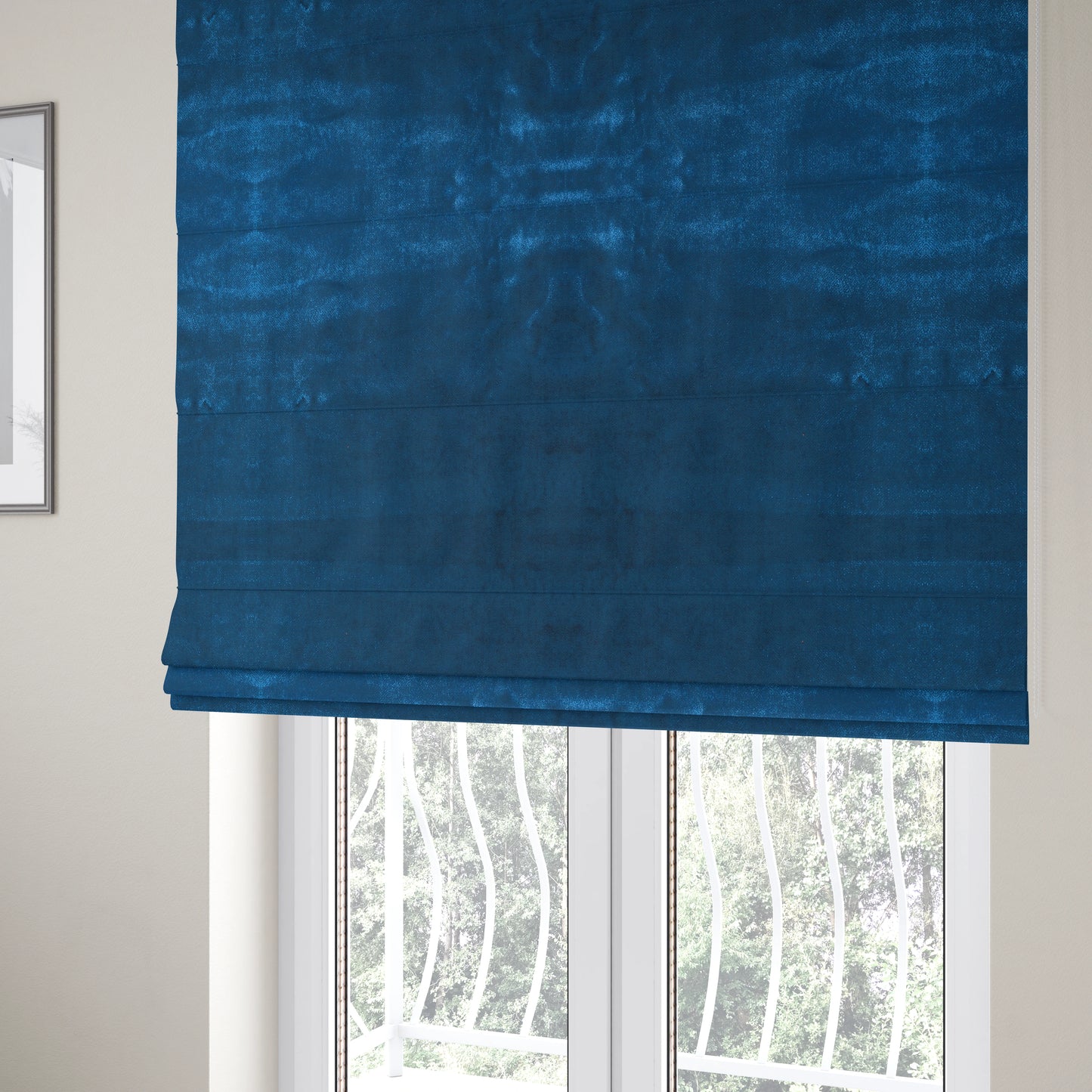 Savoy Lustrous Plain Velvet Upholstery Fabrics In Navy Blue Colour - Roman Blinds