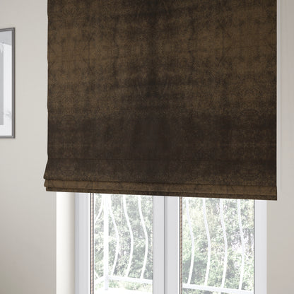 Savoy Lustrous Plain Velvet Upholstery Fabrics In Brown Colour - Roman Blinds