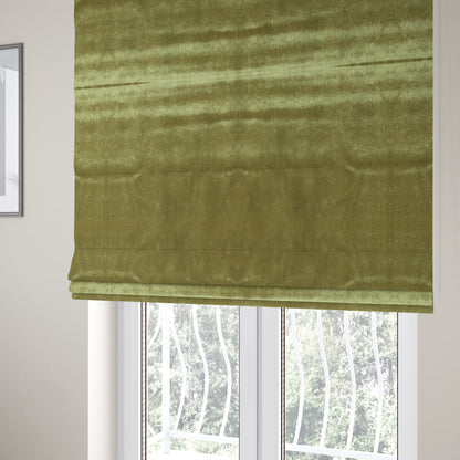 Savoy Lustrous Plain Velvet Upholstery Fabrics In Moss Green Colour - Roman Blinds