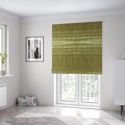 Savoy Lustrous Plain Velvet Upholstery Fabrics In Moss Green Colour - Roman Blinds