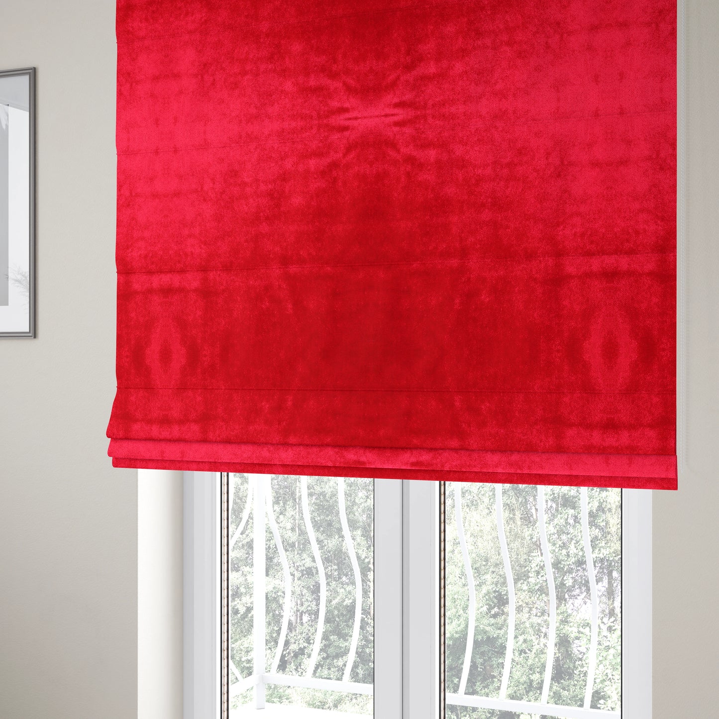 Savoy Lustrous Plain Velvet Upholstery Fabrics In Red Colour - Roman Blinds