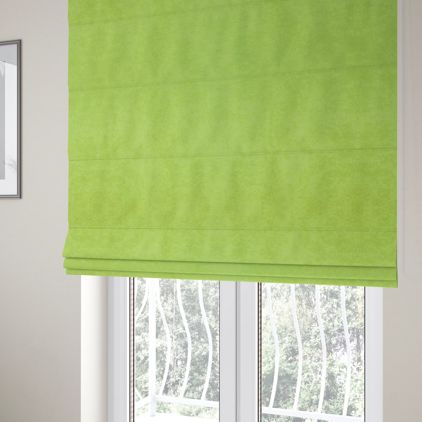 Sicily Soft Lightweight Low Pile Velvet Upholstery Fabric In Lime Green Colour - Roman Blinds