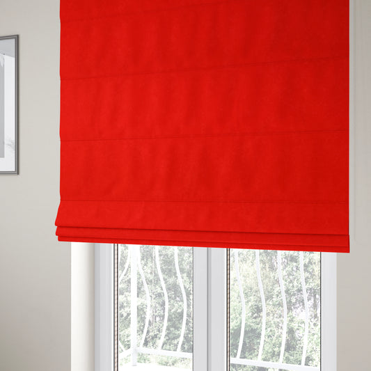 Sicily Soft Lightweight Low Pile Velvet Upholstery Fabric In Red Colour - Roman Blinds