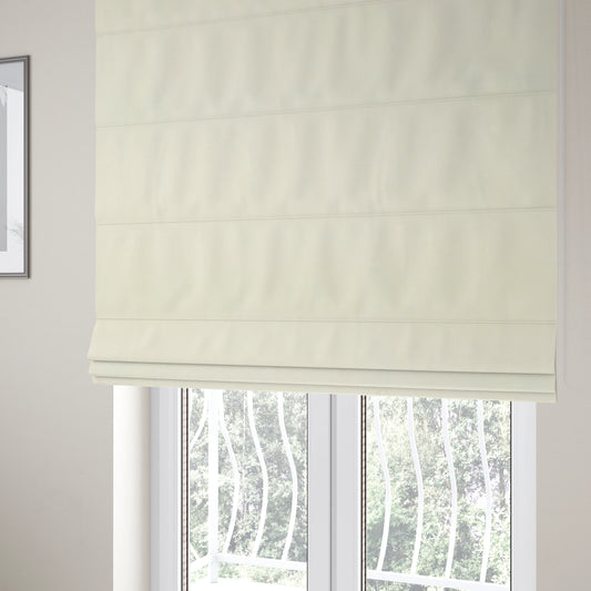 Sicily Soft Lightweight Low Pile Velvet Upholstery Fabric In Ivory Cream Colour - Roman Blinds