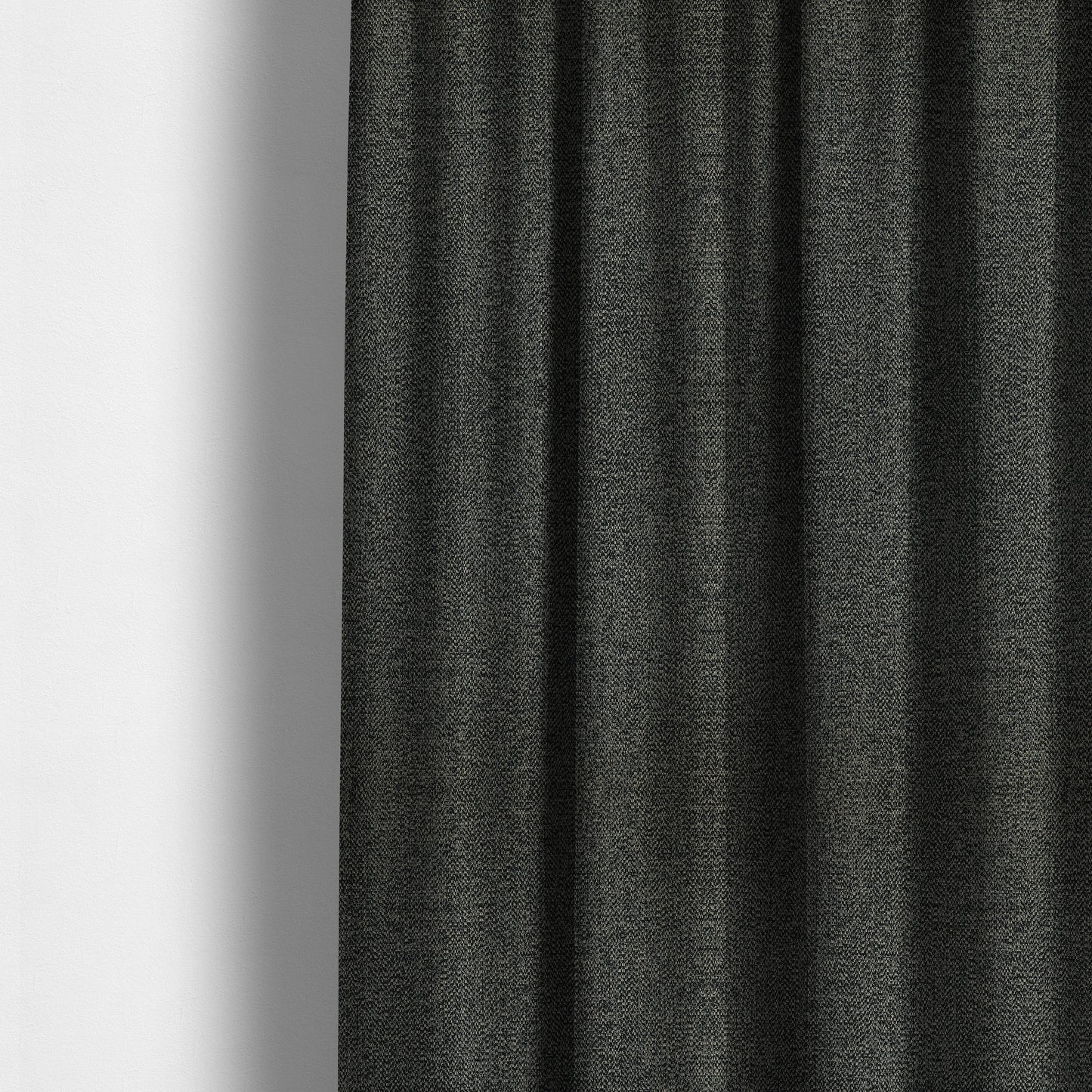 Simbai Plain Woven Jacquard Textured Chenille Furnishing Fabric In Black Colour - Made To Measure Curtains