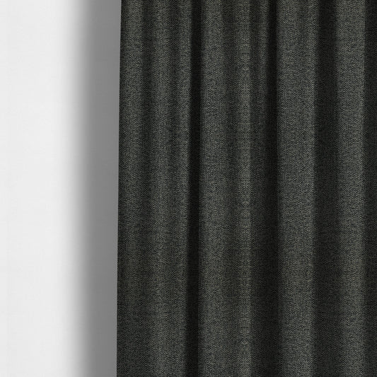 Simbai Plain Woven Jacquard Textured Chenille Furnishing Fabric In Black Colour - Made To Measure Curtains