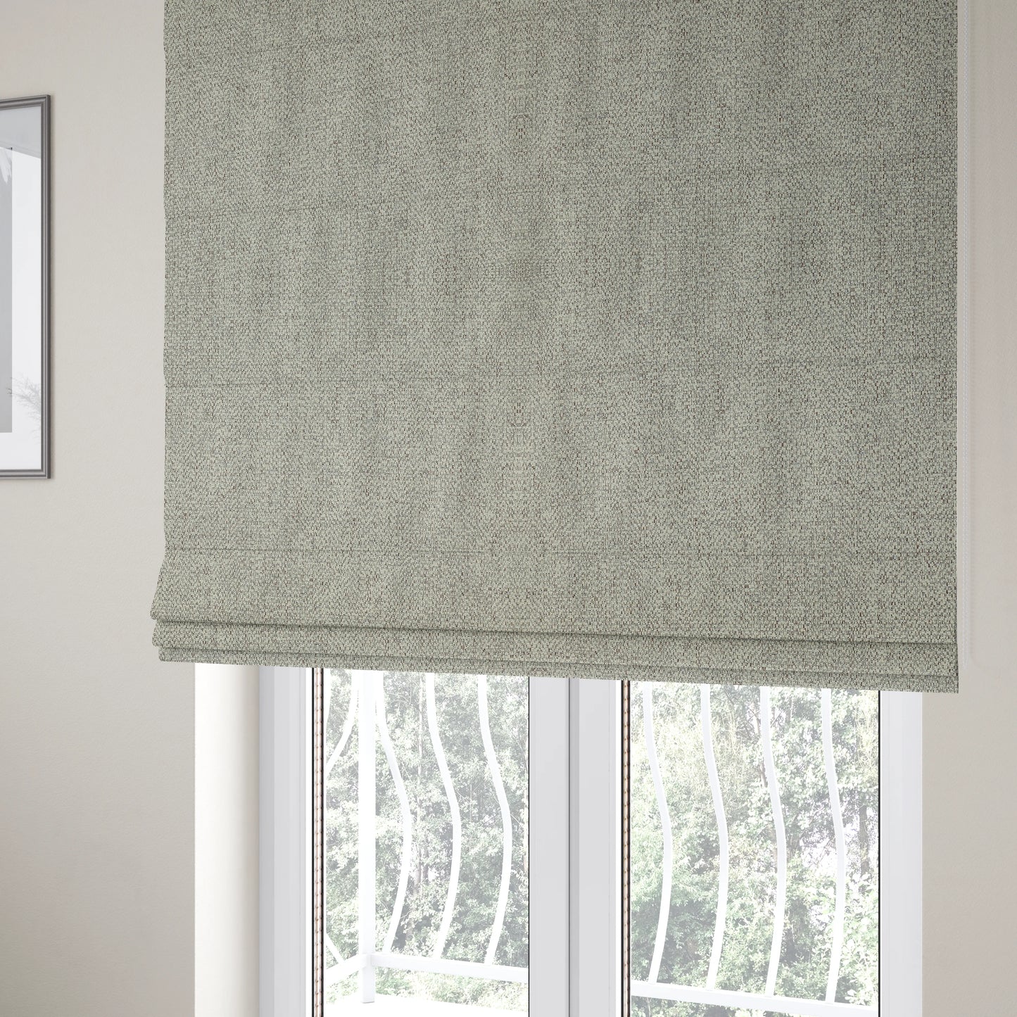 Simbai Plain Woven Jacquard Textured Chenille Furnishing Fabric In White Colour - Roman Blinds