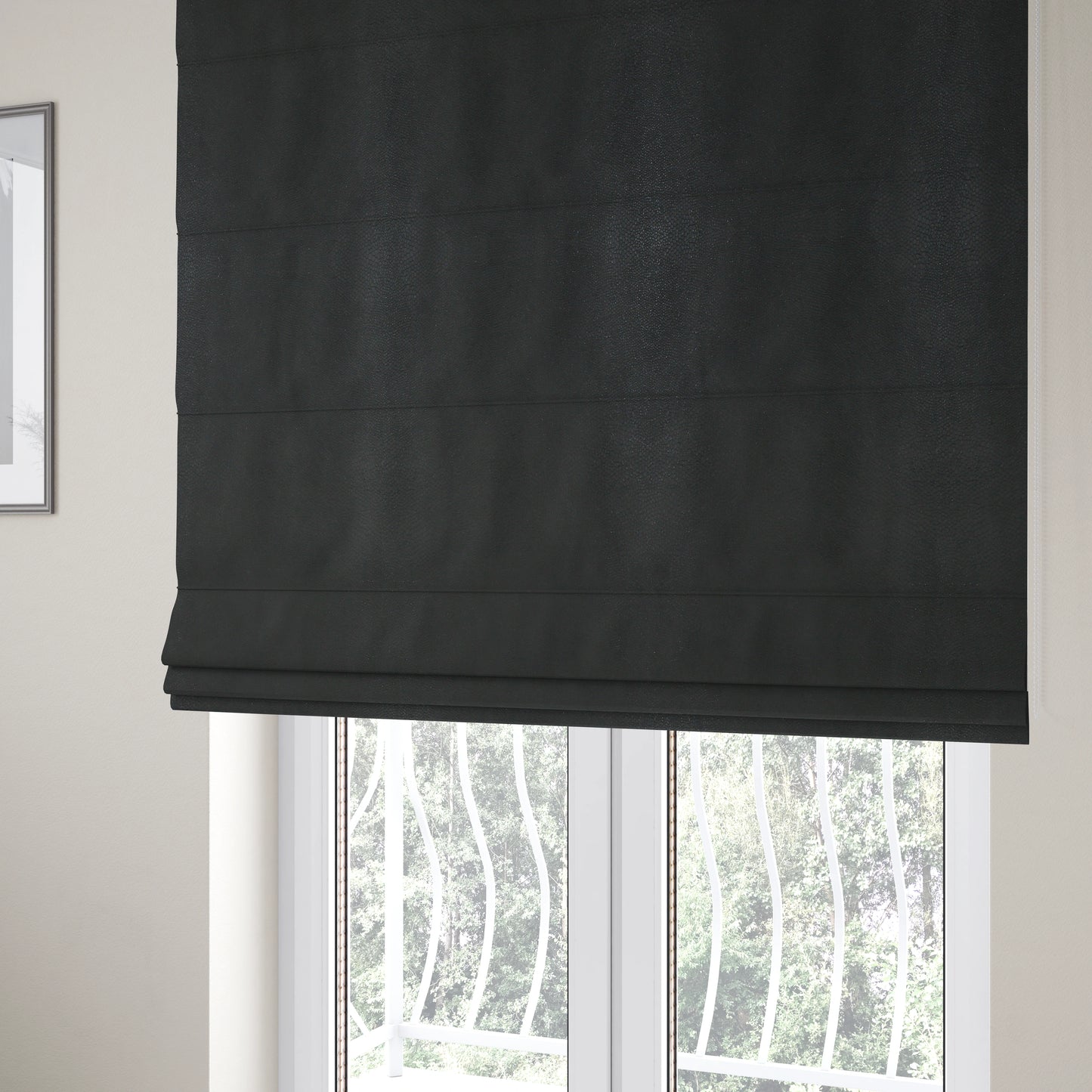 Snake Pattern Faux Suede Fabric In Black Colour - Roman Blinds