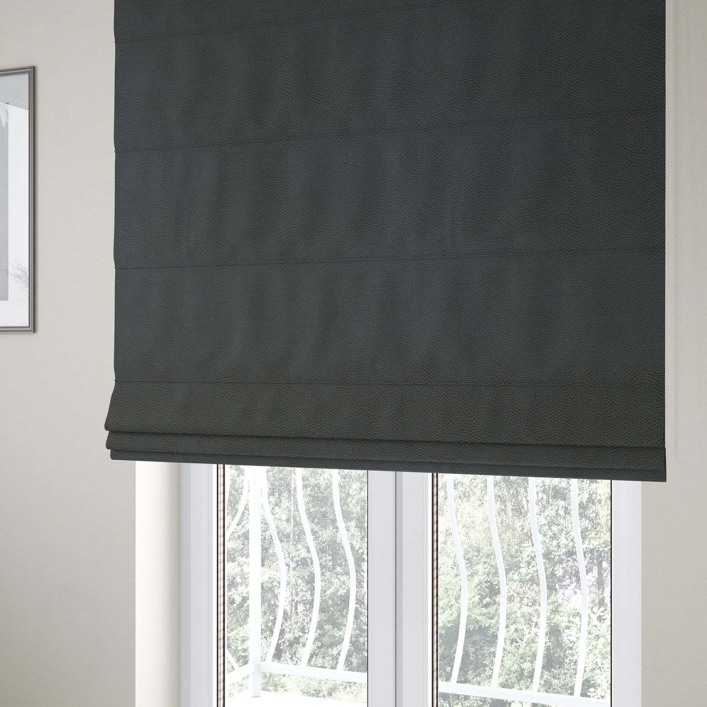 Snake Pattern Faux Suede Fabric In Charcoal Grey Colour - Roman Blinds