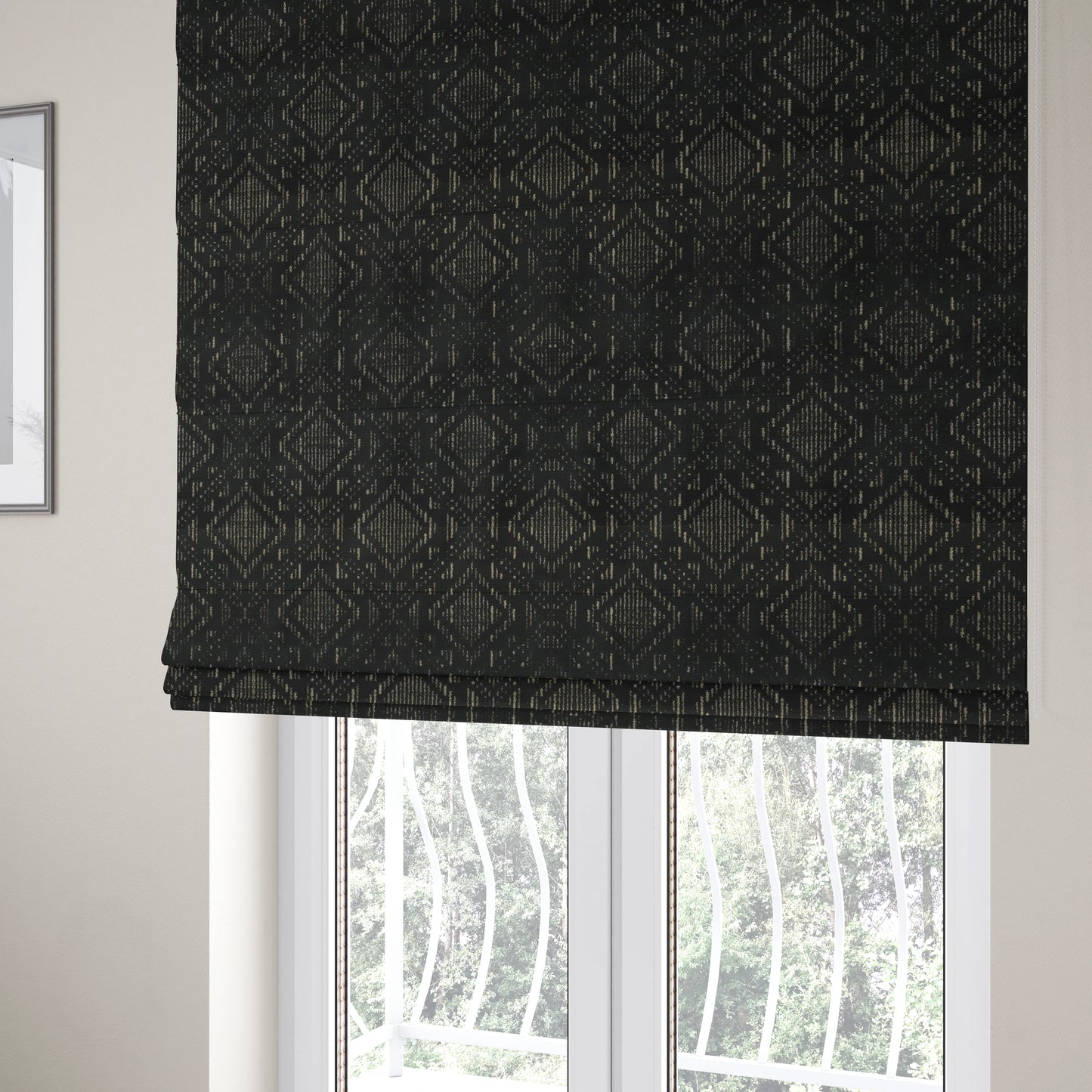 Sorata Velvet Textured Heavyweight Pattern Black Colour Velvet Upholstery Furnishing Fabric - Roman Blinds