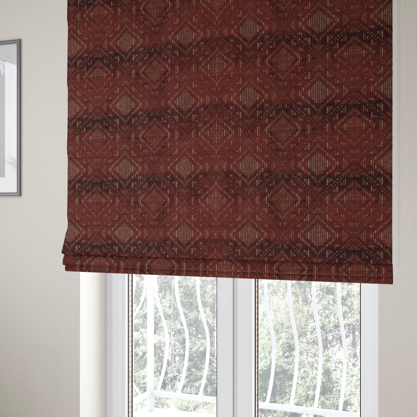 Sorata Velvet Textured Heavyweight Pattern Red Burgundy Colour Velvet Upholstery Furnishing Fabric - Roman Blinds