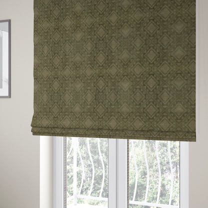 Sorata Velvet Textured Heavyweight Pattern Army Green Colour Velvet Upholstery Furnishing Fabric - Roman Blinds