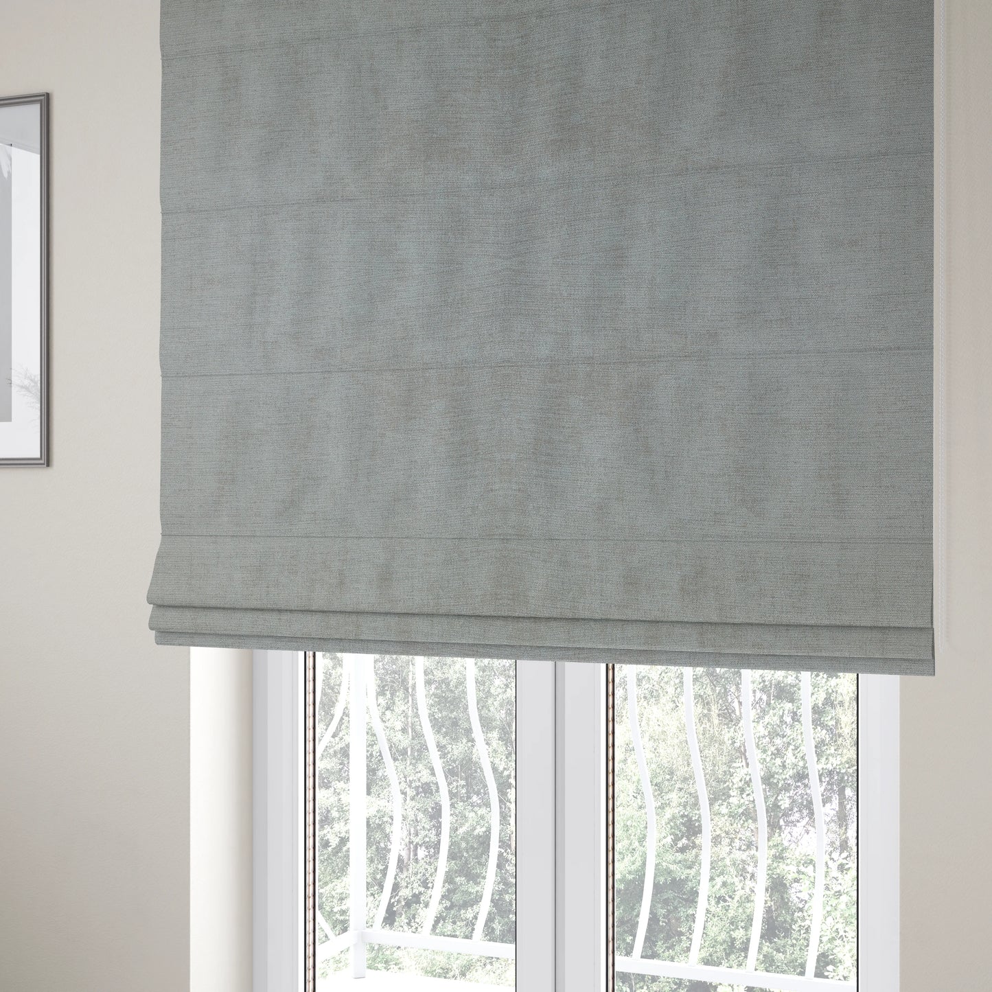 Sorento Luxurious Soft Low Pile Chenille Fabric Silver Colour Upholstery Fabrics - Roman Blinds