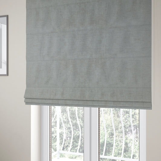 Sorento Luxurious Soft Low Pile Chenille Fabric Silver Colour Upholstery Fabrics - Roman Blinds