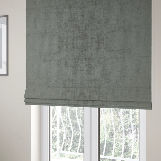 Sorento Luxurious Soft Low Pile Chenille Fabric Grey Colour Upholstery Fabrics - Roman Blinds