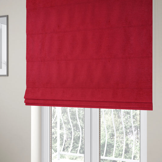 Sorento Luxurious Soft Low Pile Chenille Fabric Red Colour Upholstery Fabrics - Roman Blinds