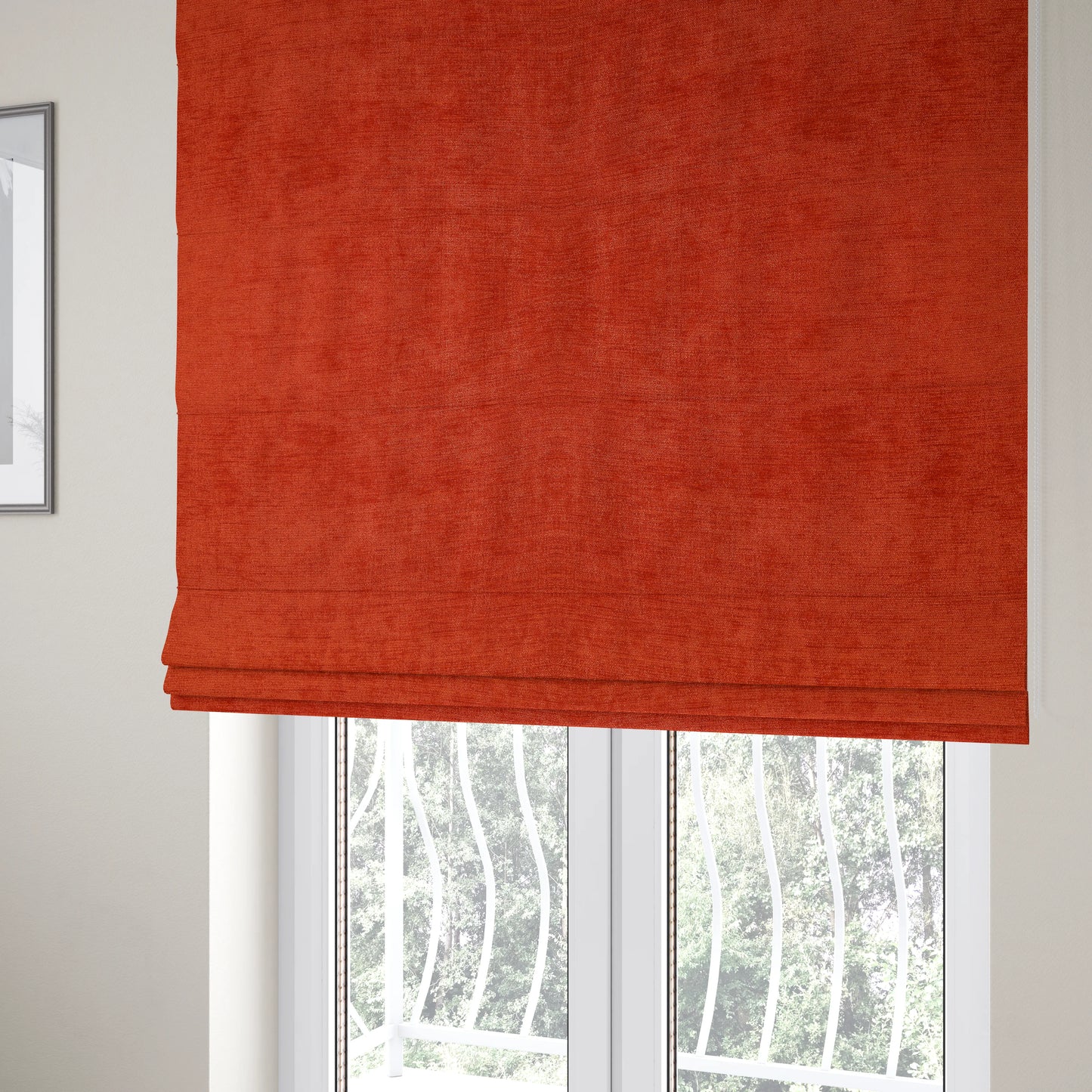 Sorento Luxurious Soft Low Pile Chenille Fabric Orange Colour Upholstery Fabrics - Roman Blinds