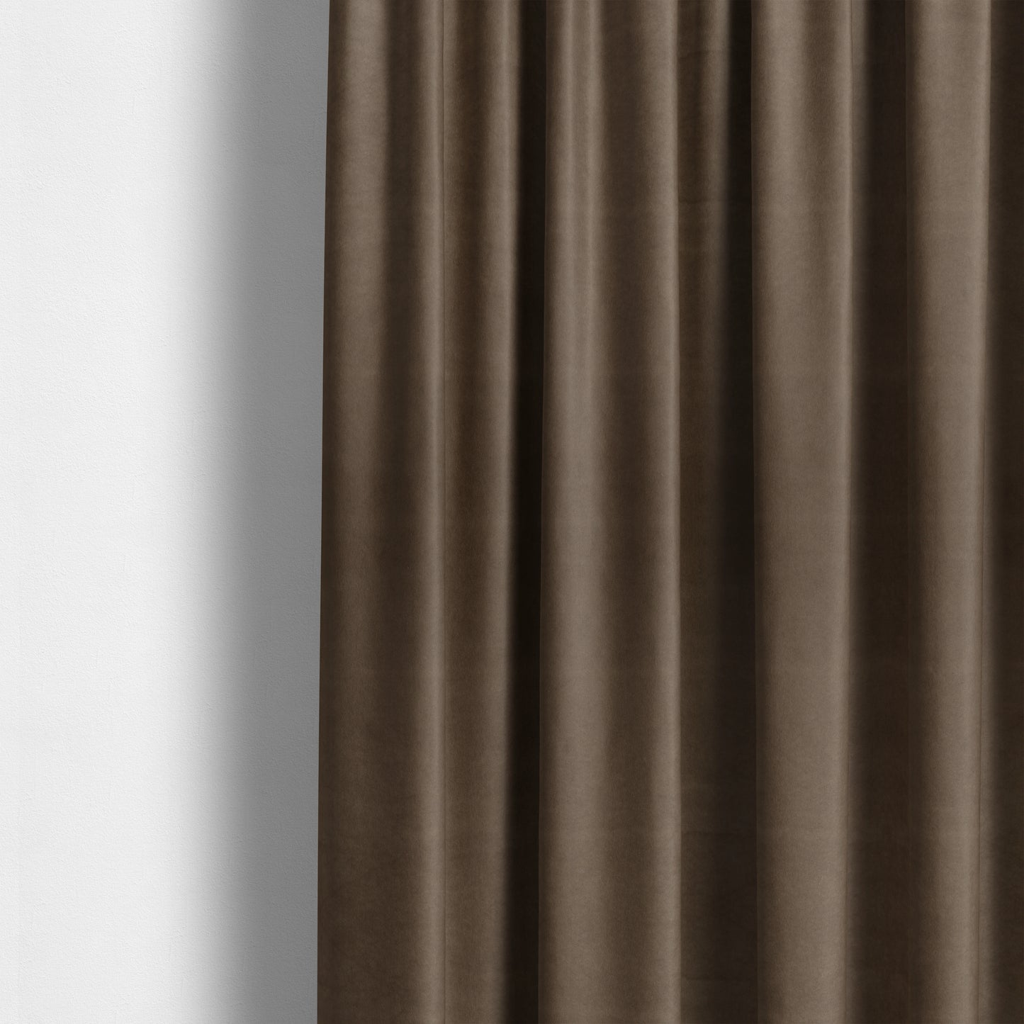 Suez Soft Moleskin Grain Textured Velvet Brown Upholstery Fabric - Made To Measure Curtains