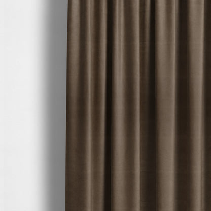 Suez Soft Moleskin Grain Textured Velvet Brown Upholstery Fabric - Made To Measure Curtains