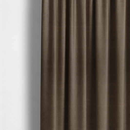 Suez Soft Moleskin Grain Textured Velvet Brown Upholstery Fabric - Made To Measure Curtains