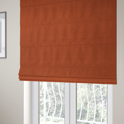 Suez Soft Moleskin Grain Textured Velvet Rust Orange Upholstery Fabric - Roman Blinds