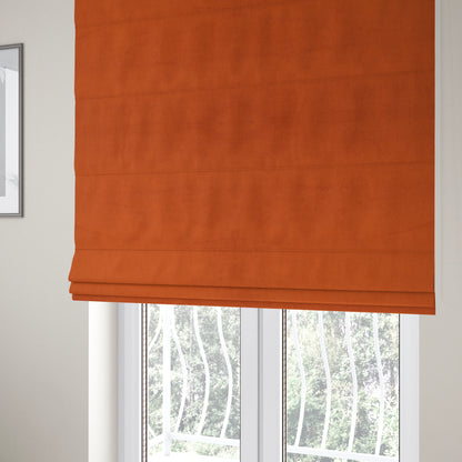 Sussex Flock Moleskin Velvet Upholstery Fabric Orange Colour - Roman Blinds