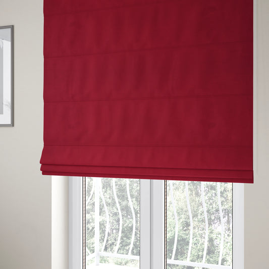 Sussex Wine Red Colour Soft Pile Velvet Upholstery Fabric - Roman Blinds