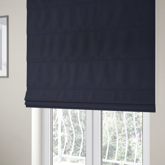 Sussex Midnight Blue Colour Soft Pile Velvet Upholstery Fabric - Roman Blinds