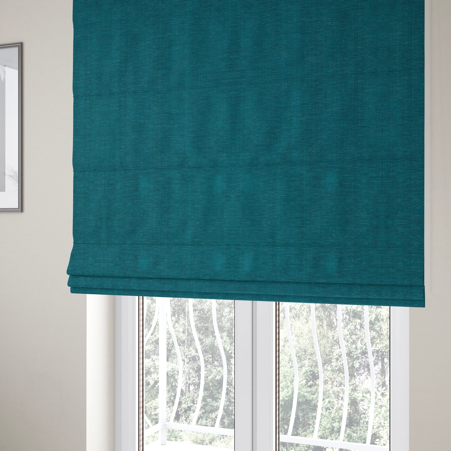 Tanga Superbly Soft Textured Plain Chenille Material Blue Teal Colour Furnishing Upholstery Fabrics - Roman Blinds