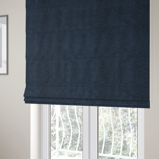 Tanga Superbly Soft Textured Plain Chenille Material Navy Blue Colour Furnishing Upholstery Fabrics - Roman Blinds