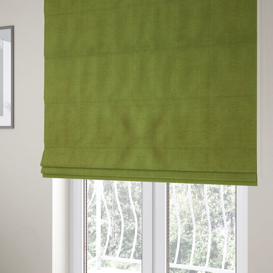 Tanga Superbly Soft Textured Plain Chenille Material Lime Green Colour Furnishing Upholstery Fabrics - Roman Blinds